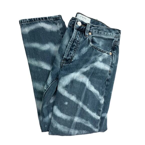 We the Free People Bleached Jeans Distressed Blue 24 Button Fly Mid-rise Y2K - Picture 2 of 7